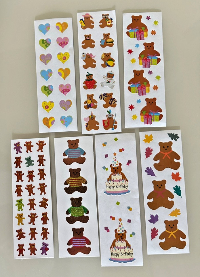 Rare Mrs. Grossman Ltd Edition Stickers~BEARS~Hearts~BIRTHDAY~Fall~Dancing Bears