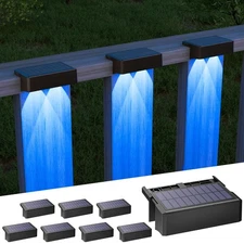 Solar Deck Lights 8 Pack, Warm White, Cool White and RGB Color Glow LED Large...