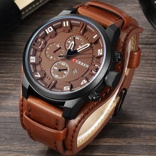CURREN Men Quartz Watch Large Dial Fashion Leather Male Military Gift