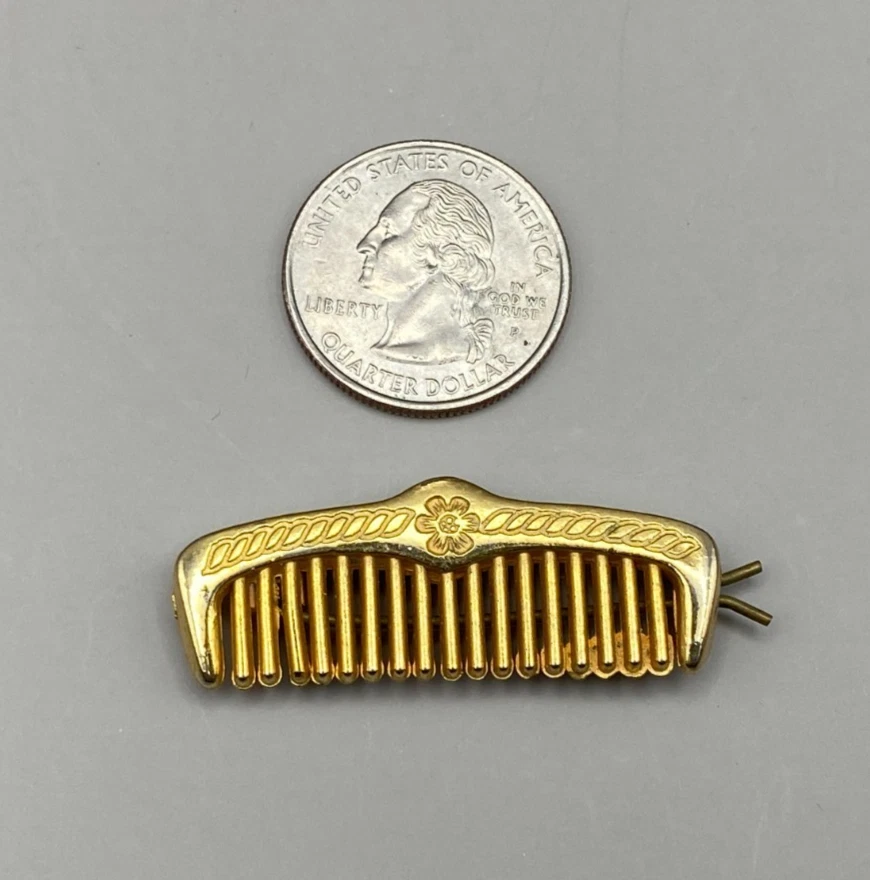 Peine de metal con pasador vintage de los años 50 1,75" ¡Lindo! Foto 4 de 4