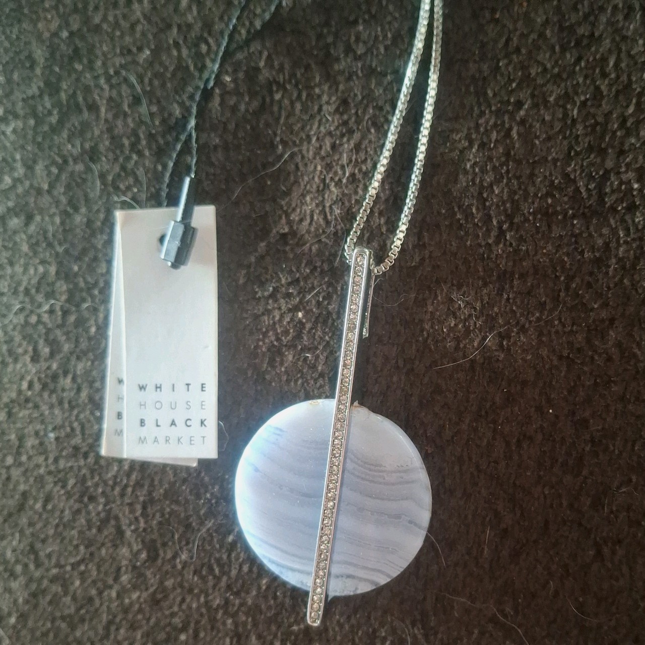 White House Black Market Silver Tone Cut Crystal,Resin Necklace Nwt