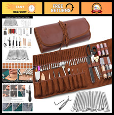 Leather Crafting Tools Set - Carving, Stamping, Sewing, Punching Cutting Kit w