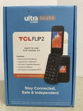 TCL Flip 2 Ultra Mobile Silver Phone Kit Bundle UW F2 1M  SEALED