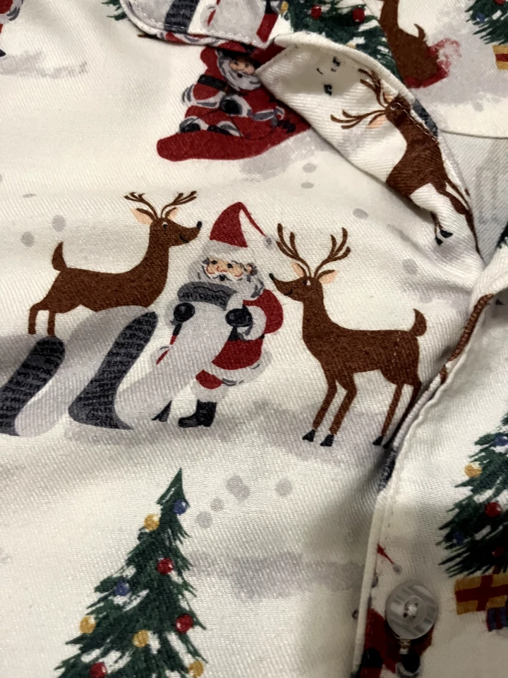 Pottery Barn Kids adult size M Santa Heritage Christmas Pajamas loose fit - Image 3 of 4