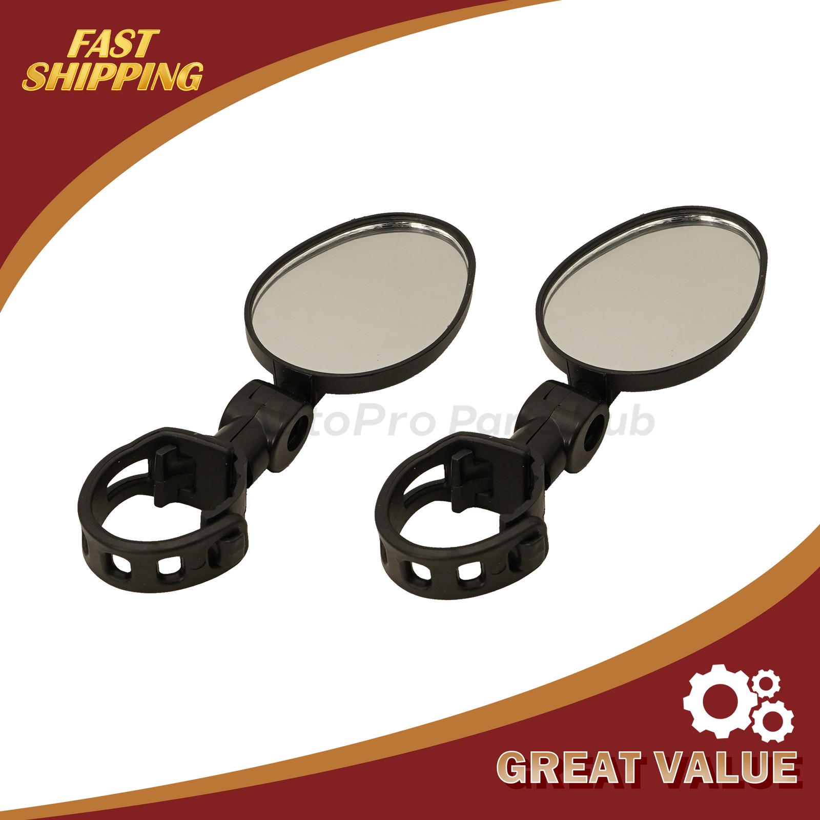 2x Rotaty Round Bicycle Rear View Glass Bike Mirror MTB Road Handlebar Cycling