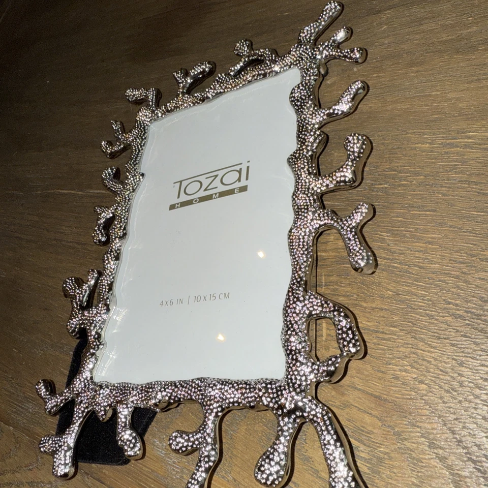 Tozai Home Náutico Libre de Pie O Colgar - 4x6 Plata Coral Marco Detallado Pesado Foto 2 de 4