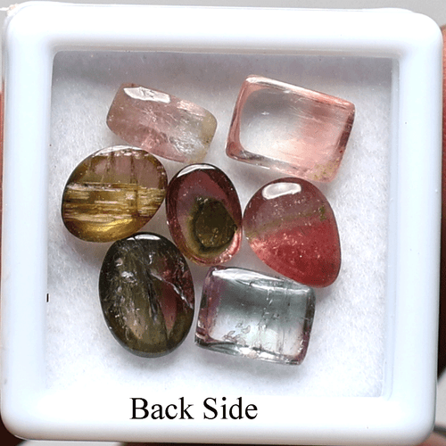 Lot 7 Pcs Natural Bi-Color Tourmaline Untreated 7-8.5mm Cabochon Loose Gemstones - Picture 10 of 15