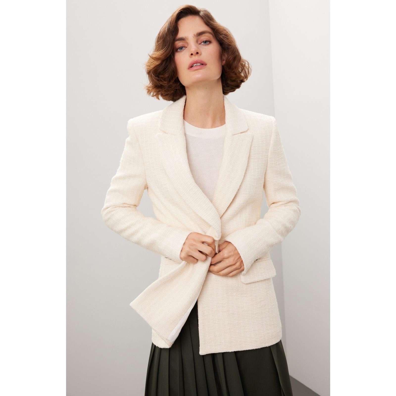 MAJE Off-White Tweed Creamy Oversized Vileno Blazer size 38 Flawed 