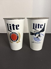 Set Of 3 Miller Lite Philadelphia Eagles 22 Oz White Aluminum Cups Free Ship