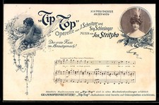 Postcard Tip Top Operetta by J. Schnitzer and Sig. Schlesinger, music by Jos. Stritz 