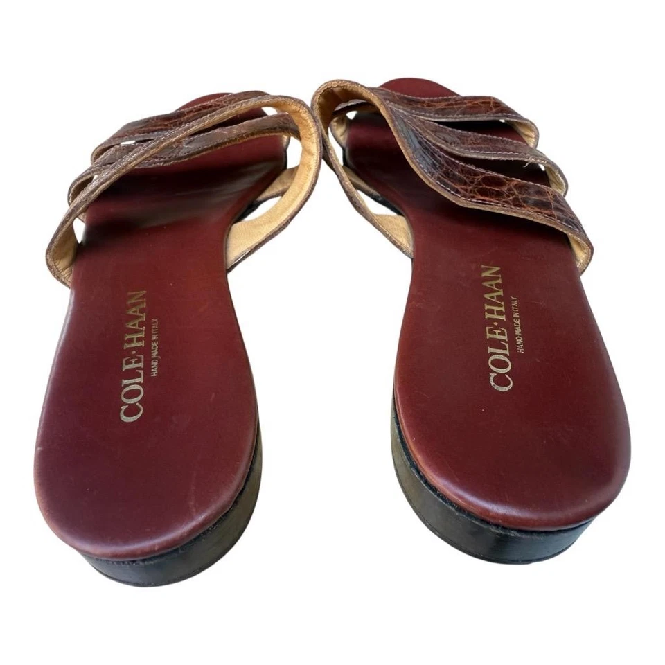 复古 Cole Haan Gator 印花拖鞋凉鞋女式 7.5 码 — 第 3/4 张图片