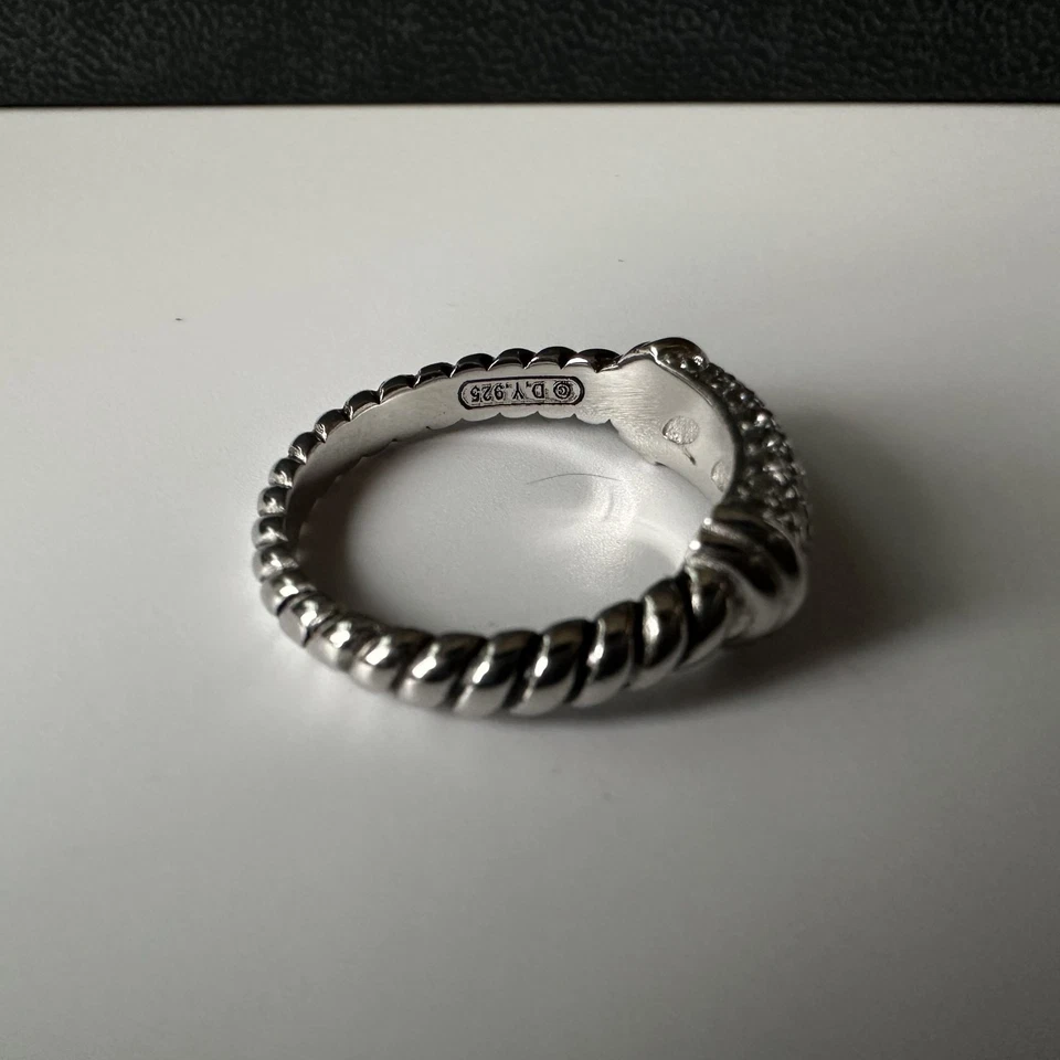 David Yurman Metro Cable White Diamond Ring Sterling Silver Size 7 - Image 4 of 4