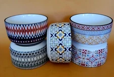 Decorative Bowls by Signature, Stoneware Set of 5, 5" Across, 2.5" Deep