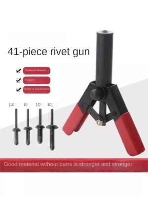 41 Pc Plastic Rivet Gun Kit With 40 Assorted Rivets - Hand Tool For Auto Trim, Panels, DIY