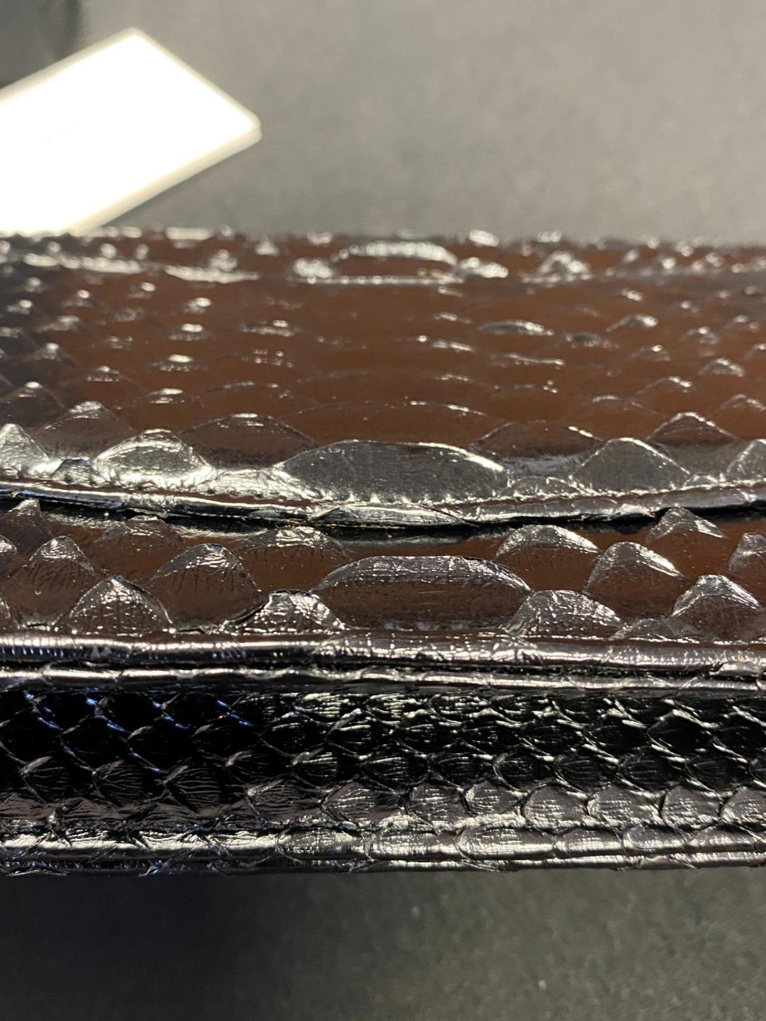 Authentic CHANEL Black Python O-Mini Wallet On Ch… - image 7