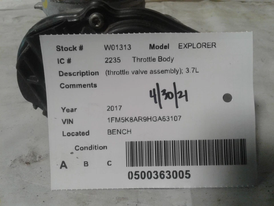 Used Fuel Injection Throttle Body fits: 2017 Ford Explorer Throttle Valve Assemb Foto 4 de 4