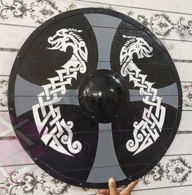Viking Medieval Wooden Round Authentic shield Battleworn Norse Battle Larp Armo