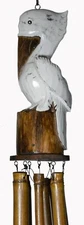 HAND CARVED BAMBOO WOOD PELICAN NAUTICAL WIND CHIME TIKI GARDEN HOME POOL PATIO