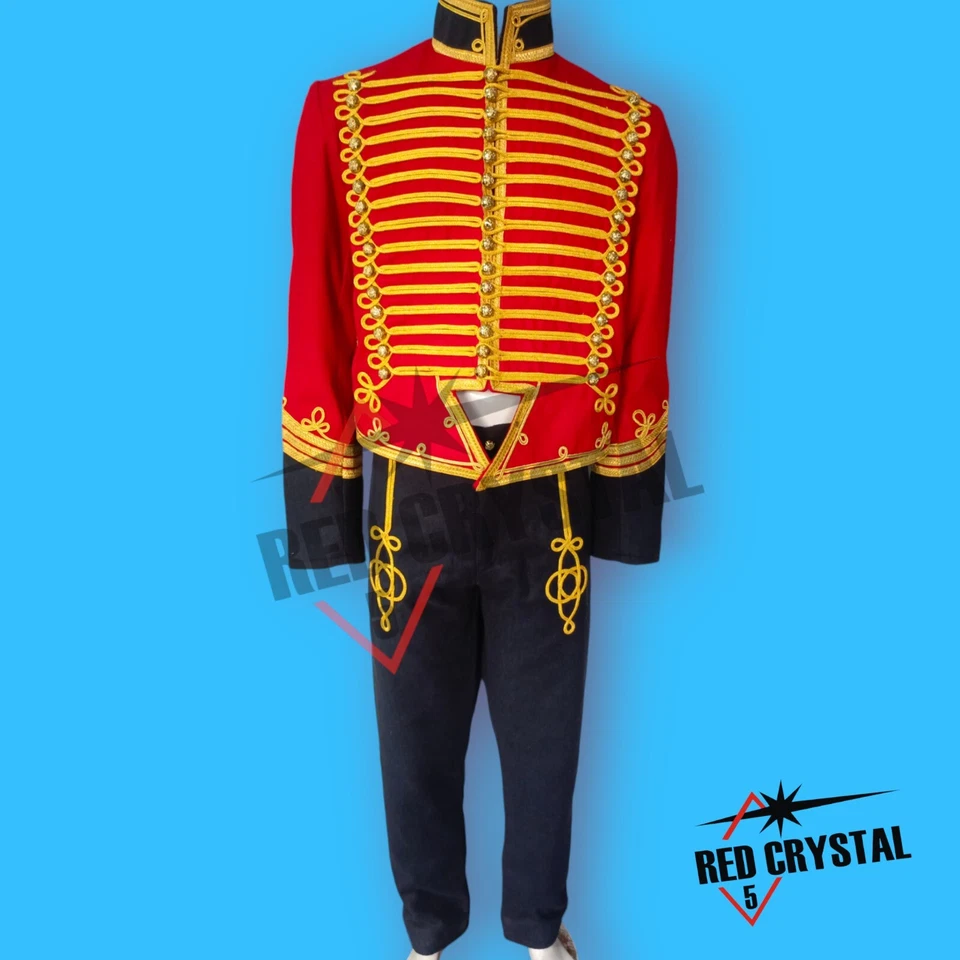 Uniforme de lana de húsar británico chaqueta roja + chaqueta negra + pantalón negro envío rápido Foto 4 de 4