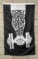Motivational Flag Free Ship One More Rep Lift Weights Garage USA 3x5 Sign Banner