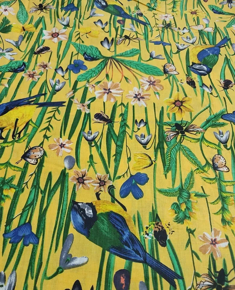 25 Yards Fabric Indian Yellow Insects Hand Printed Cotton Fabric Sewing Fabrics - Image 3 of 4