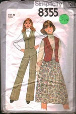 8355 Vintage Simplicity SEWING Pattern Misses Jiffy Plus Skirt Pants Vest OOP 10