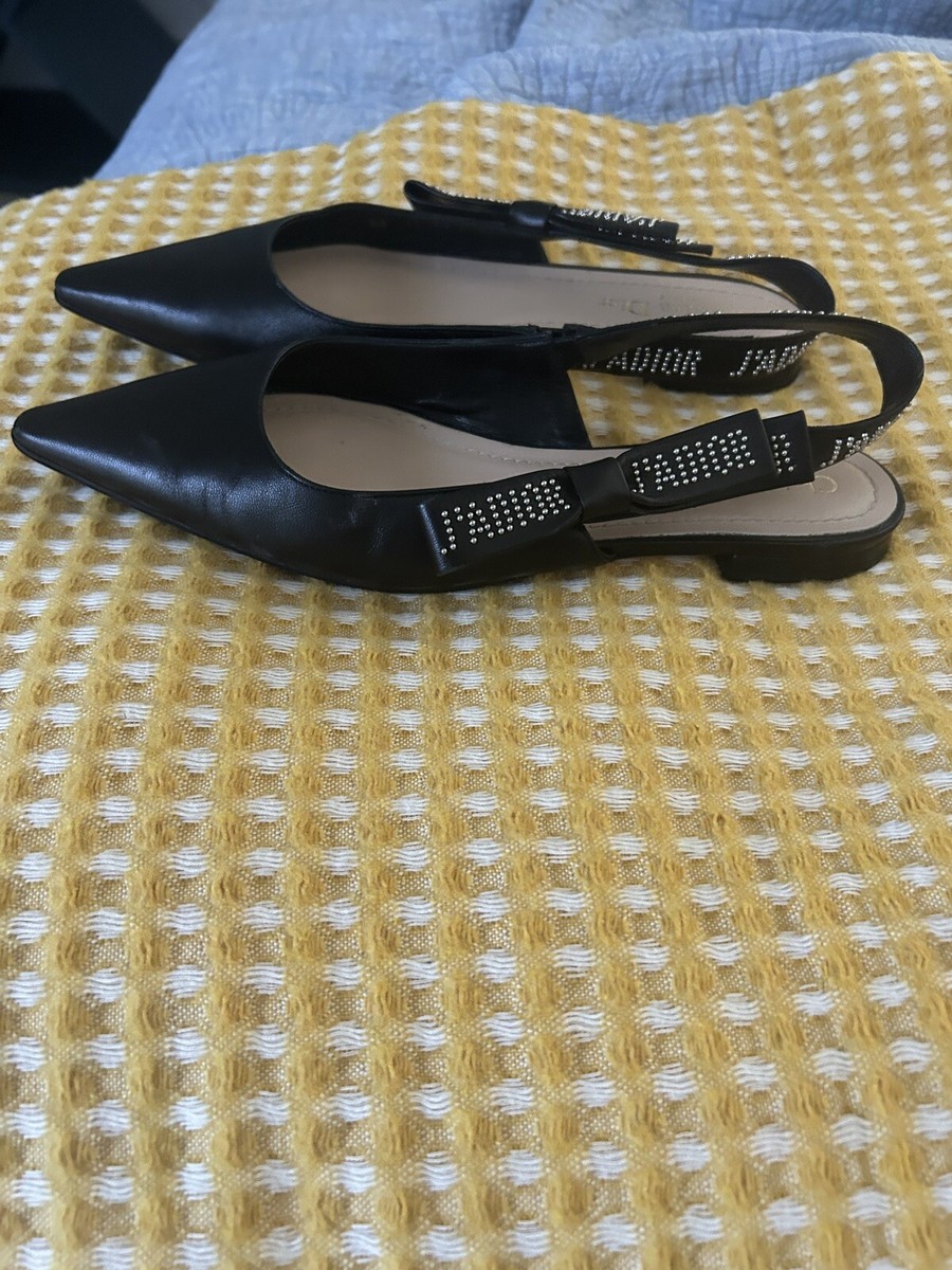 Christian Dior J'Adior Black Leather Studded Bow Accent