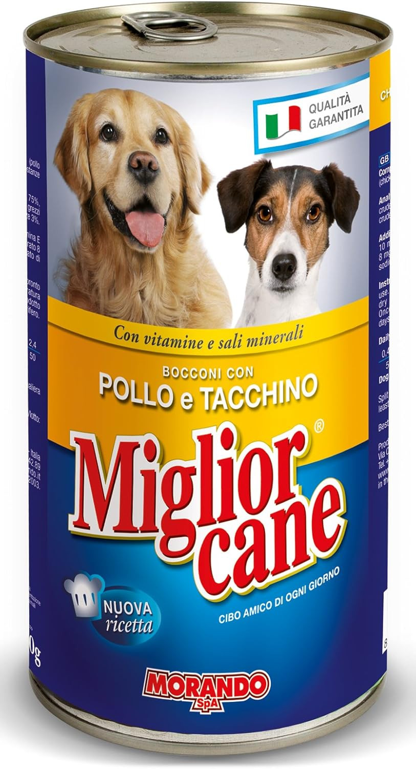 Scorta 15kg Cibo Cani 12 Lattine Bocconcini Pollo e Tacchino - 1