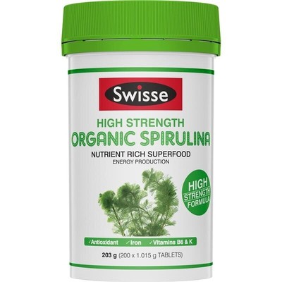 Swisse Bio Chinesische Spirulina 1000mg Vegan Hochfest Wohlbefinden 200...