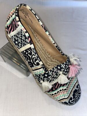 Crown Vintage Platform Espadrilles Womens Size 8.5 M Multicolor Fabric Tassels
