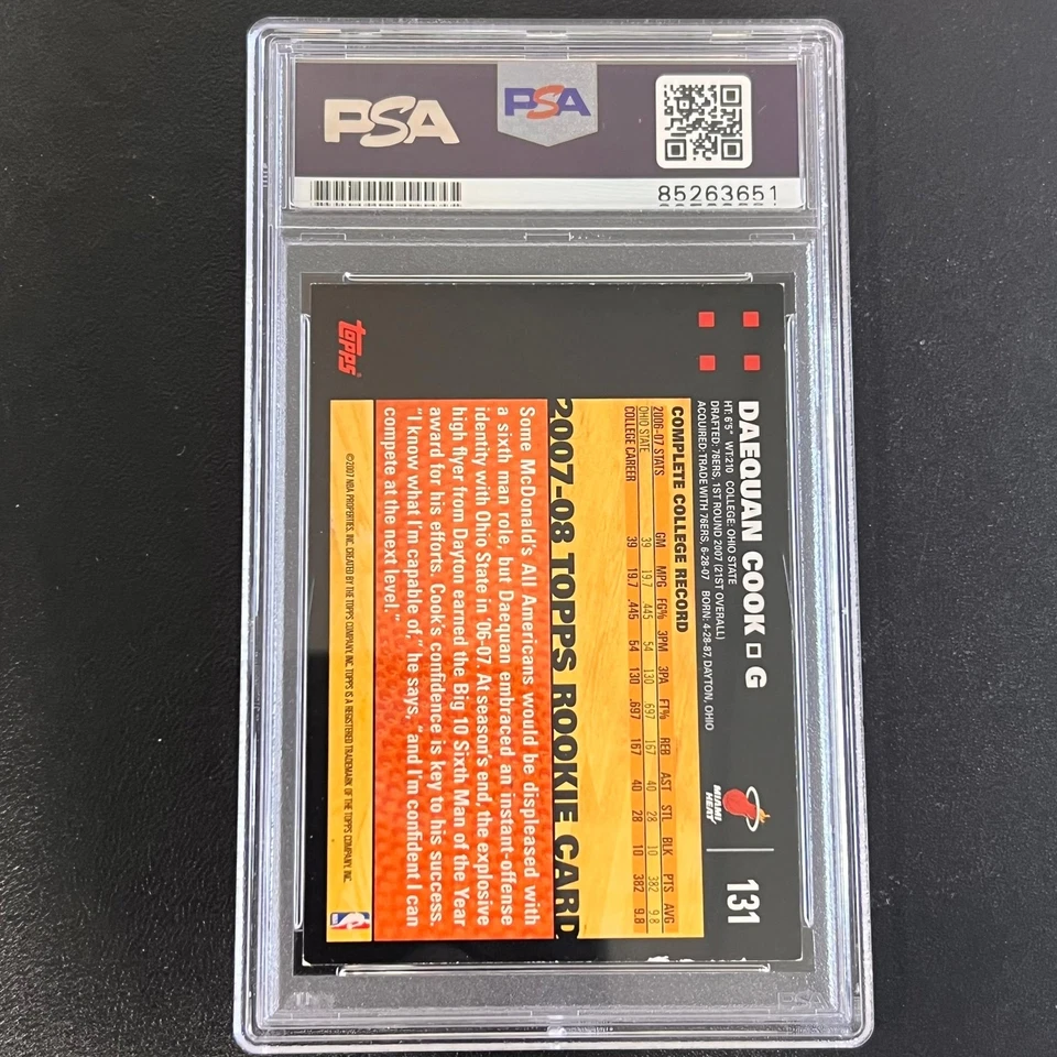 2007-08 Topps 50th Anniversary #131 Daequan Cook Signed Card AUTO PSA Slabbed RC - Image 2 of 2