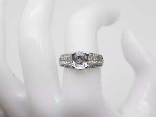 $8000 3ct Natural NO HEAT Ceylon BLUE Sapphire VS G Diamond 18k White Gold Ring