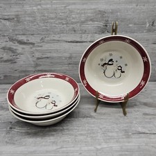 Royal Seasons Snowman Christmas Soup Bowls 6.75" Lot of 4