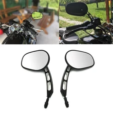 US Motorcycle Rear View Mirrors Edge Cut Black For Harley Davidson Super Glide