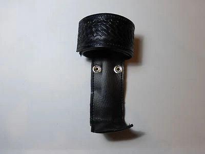 Duty Belt Black Leather Universal Radio Holder - Basketweave Style. SALE!!
