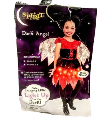 Spirit Dark Angel Kids Costume Dress Wings Girls Size Small 4-6 Halloween Party