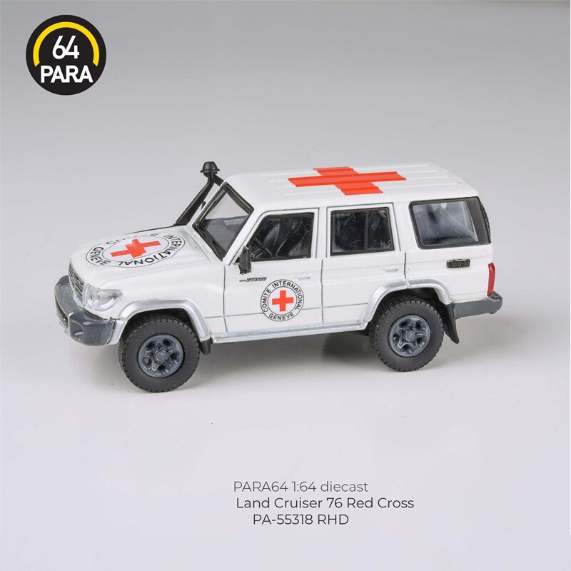 PARA 1:64 2014 Land Cruiser LC76 Red Cross / JAF Livery Diecast