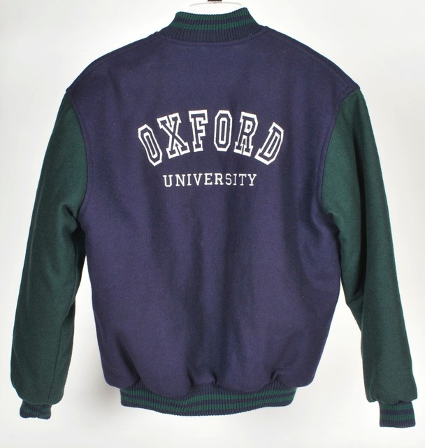 Oxford University Varsity Jacket Mens L Spell Out Made in England Wool
