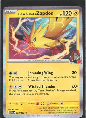Team Rocket's Zapdos 070/182 Sv10: Destined Rivals Holo Rare | eBay