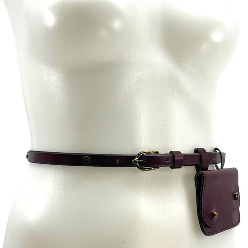 Vintage 70s ETIENNE AIGER Leather Brass Studded Belt Card Case Belt Bag OXBLOOD - Picture 13 of 22