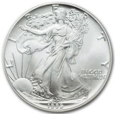 1992 American Silver Eagle $1 Coin 1 oz .999 Fine Silver - BU