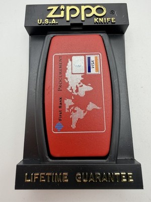 First Bank Procurement Visa Advertising Red Matte Zippo File Moneyclip New B25