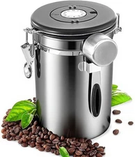 1.8L Coffee Canister Stainless Steel Airtight Storage Container &Measuring Scoop