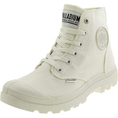 Palladium Pampa Boots Womens White Canvas High Top Lace Up Casual Shoes NIB 9