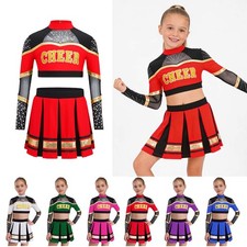 US Kids Girls Cheerleading Festival Costume Performance Uniform Outfit Dress Up