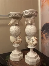 C2C Designs Seashells Candleholders Out Of Plaster/Resin 3 Shells On Each One!
