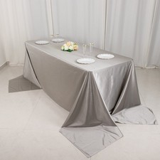 90" x 156" SILVER Scuba Polyester Rectangular TABLECLOTH Party Events