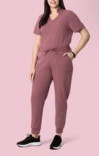 Mandala Women's 11-Pocket Jogger Scrub Pants XL Regular Deep Mauve Equa-Tek NWT