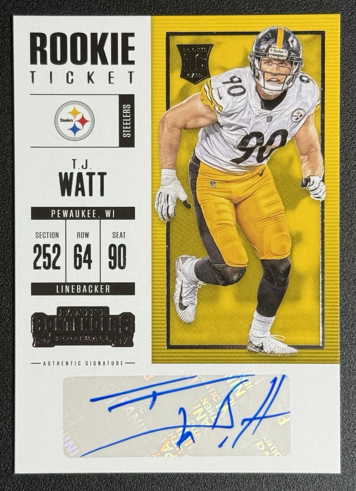 T.J. Watt 2017 Panini Contenders Rookie Ticket Auto /99 Steelers RC