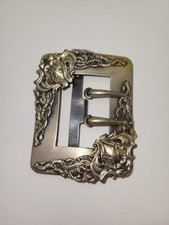 Silver Tone Belt Buckle Filagree Design